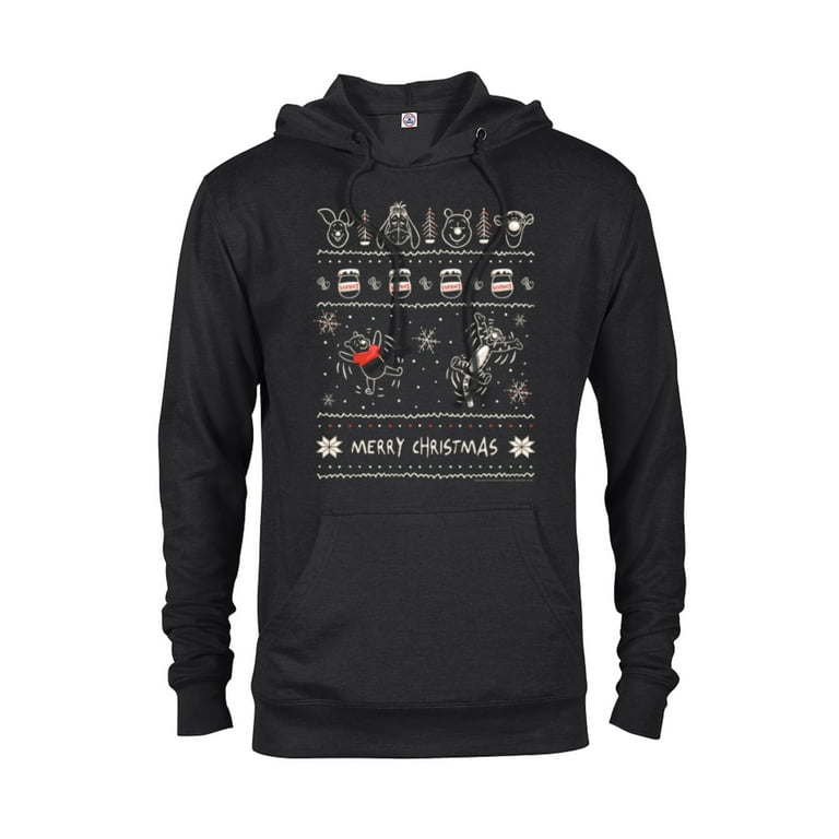 Disney Winnie the Pooh and Tigger Christmas Sweater Pattern Pullover Hoodie for Adults Customized Black
