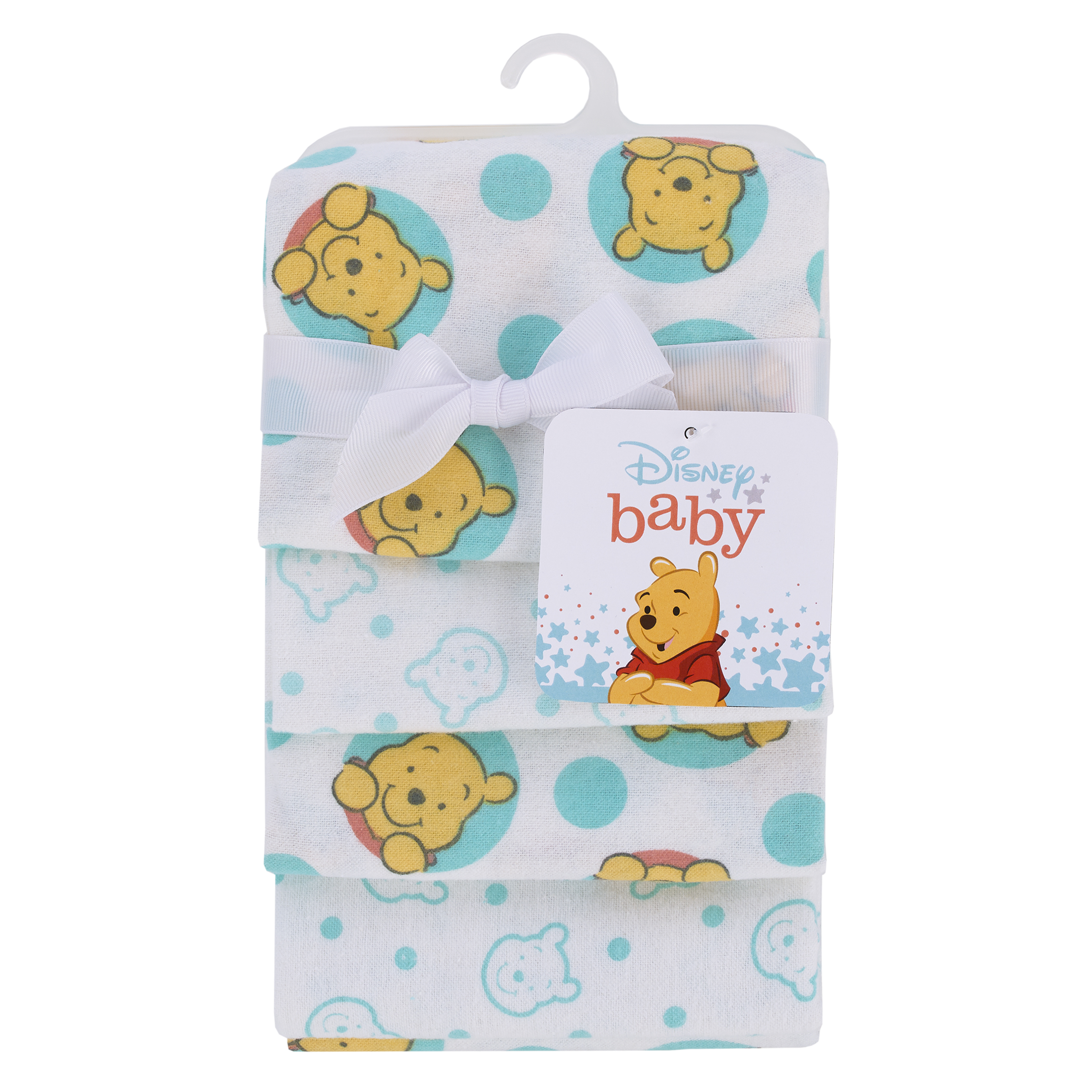 Disney Winnie the Pooh so Loved 4-PK Cotton Receiving Blankets, Yellow, Aqua, Boy and Girl Infant - image 1 of 8