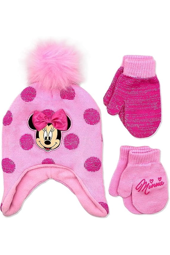 Winter Hat and Glove Set- for Toddlers/Little girls (Fits Age 2-7) Perfect Winter Accessory