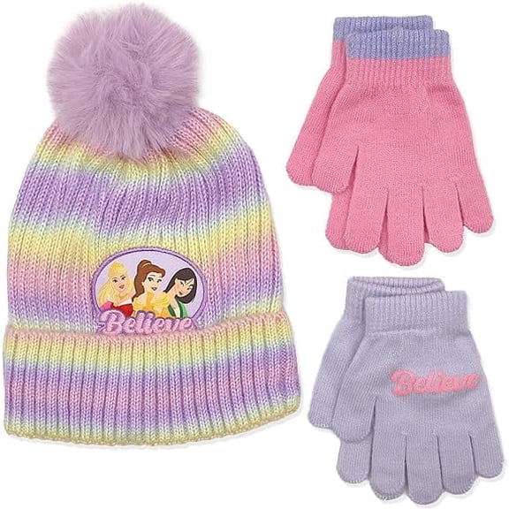 Disney Winter Hat and Glove Set- for Toddlers/Little girls (Fits Age 2-7) Perfect Winter Accessory