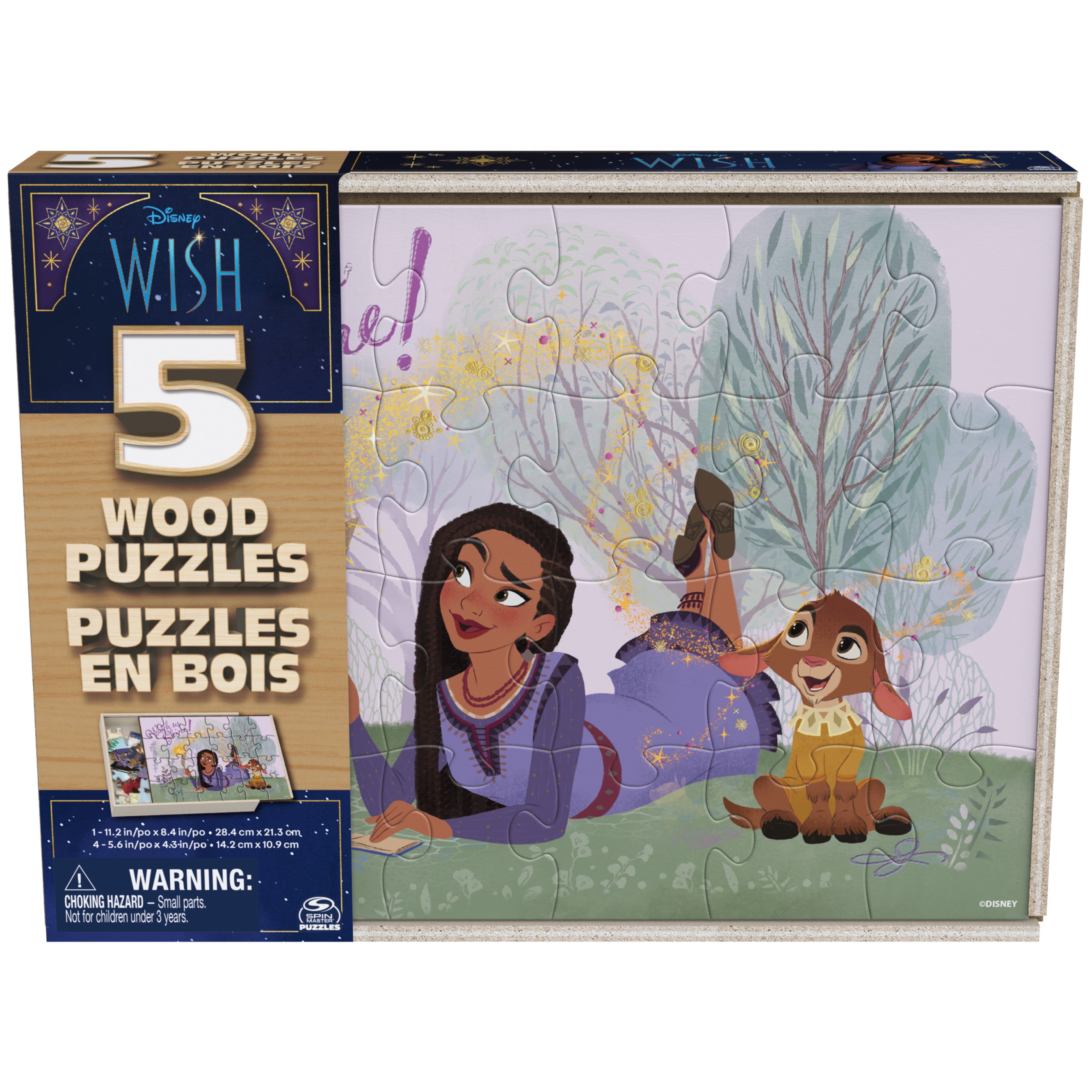 Disney Wish, 5 Wood Jigsaw Puzzle Bundle 24-Piece 8-Piece in Storage Box
