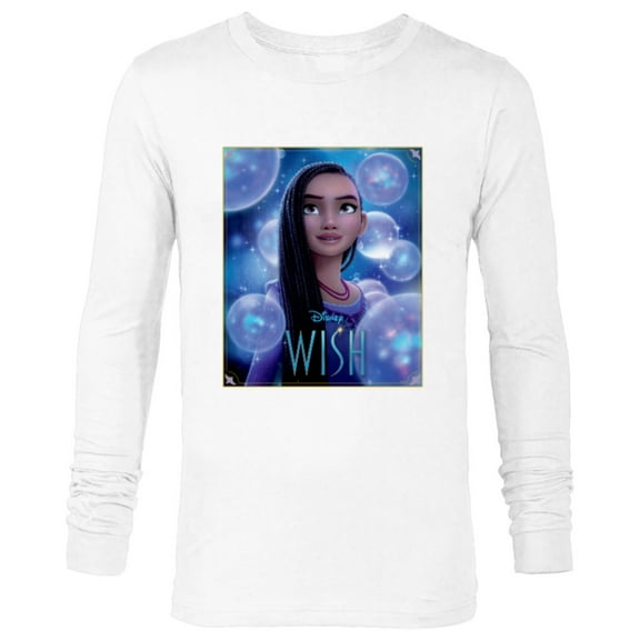 Disney Wish Asha Character Poster Image and Movie Logo - Long Sleeve T-Shirt for Men - Customized-White