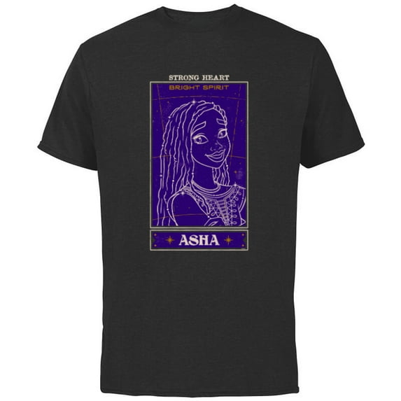 Disney Wish Asha Constellation Strong Heart Bright Spirit - Short Sleeve Cotton T-Shirt for Adults - Customized-Black