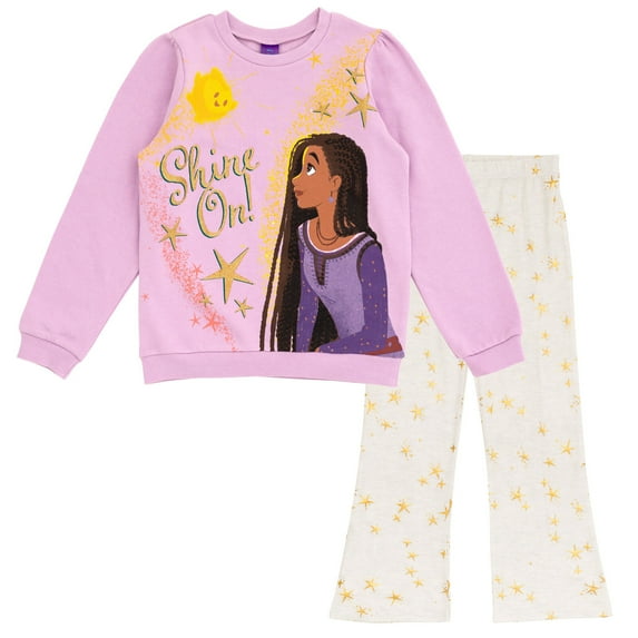 Disney Wish Asha Star Toddler Girls Fleece Sweatshirt and Pants Set Purple / Gray 5T