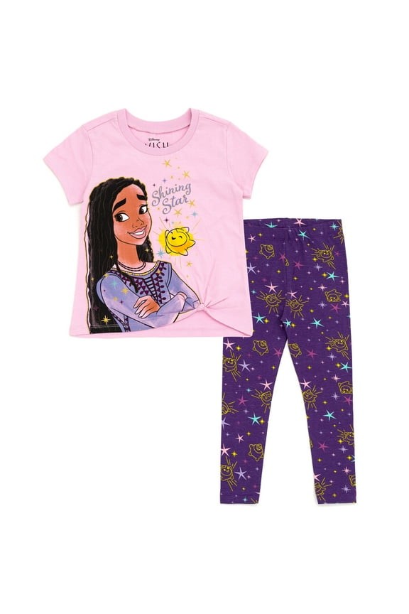 Wish Asha Star Toddler Girls T-Shirt and Leggings Outfit Set Toddler to Little Kid