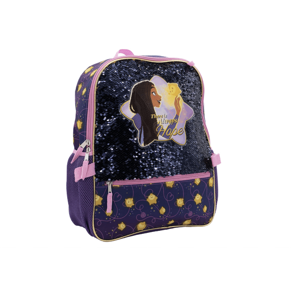 Disney Wish Asha "There Is Always Hope" 4-Piece Sequin Backpack Set