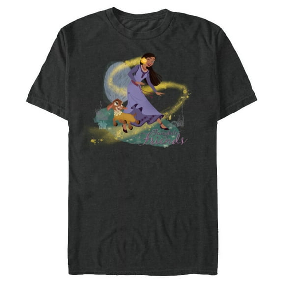 Disney Wish Asha Valentino and Star Fairytale Friends - Short Sleeve Blended T-Shirt for Adults - Customized-Dark Heather