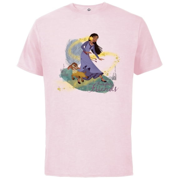 Disney Wish Asha Valentino and Star Fairytale Friends - Short Sleeve Cotton T-Shirt for Adults - Customized-Soft Pink