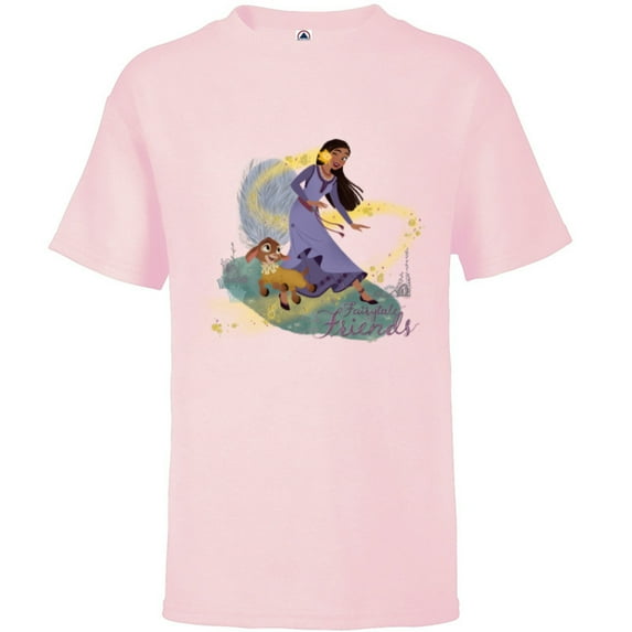Disney Wish Asha Valentino and Star Fairytale Friends - Short Sleeve T-Shirt for Kids - Customized-Soft Pink