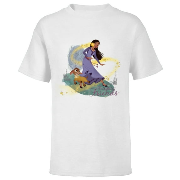 Disney Wish Asha Valentino and Star Fairytale Friends - Short Sleeve T-Shirt for Kids - Customized-White