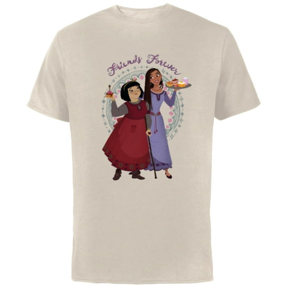 Disney Wish Asha and Dahlia Baked Treats Friends Forever - Short Sleeve Cotton T-Shirt for Adults - Customized-Natural