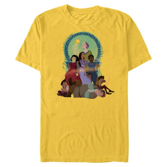 Disney Wish Asha and Her Friends with Star - Short Sleeve Blended T-Shirt for Adults - Customized-Yellow