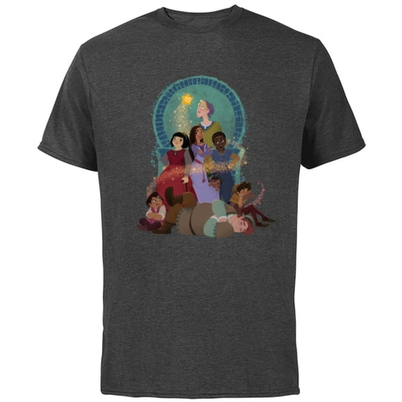 Disney Wish Asha and Her Friends with Star - Short Sleeve Cotton T-Shirt for Adults - Customized-Charcoal