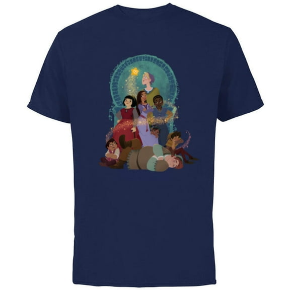 Disney Wish Asha and Her Friends with Star - Short Sleeve Cotton T-Shirt for Adults - Customized-Navy