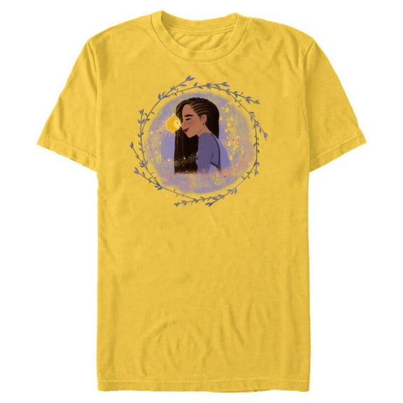 Disney Wish Asha and Star Nose to Nose Circle - Short Sleeve Blended T-Shirt for Adults - Customized-Yellow