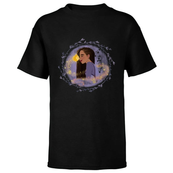 Disney Wish Asha and Star Nose to Nose Circle - Short Sleeve T-Shirt for Kids - Customized-Black