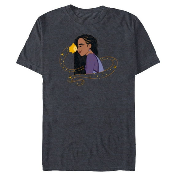 Disney Wish Asha and Star Nose to Nose Cute - Short Sleeve Blended T-Shirt for Adults - Customized-Navy Heather