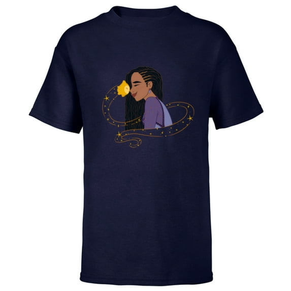 Disney Wish Asha and Star Nose to Nose Cute - Short Sleeve T-Shirt for Kids - Customized-Navy