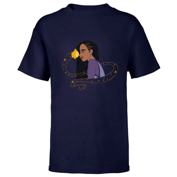 Disney Wish Asha and Star Nose to Nose Cute - Short Sleeve T-Shirt for Kids - Customized-Navy