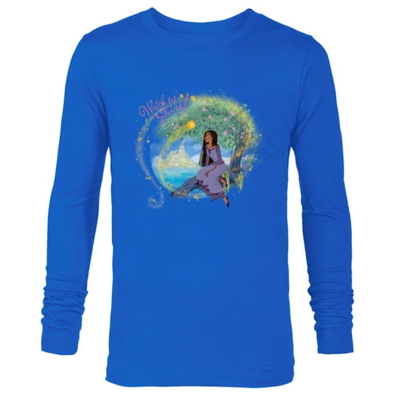 Disney Wish Asha and Star Rosas Castle Watch Us Shine - Long Sleeve T-Shirt for Men - Customized-Navy