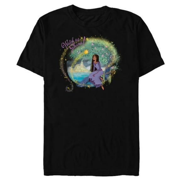 Disney Wish Asha and Star Rosas Castle Watch Us Shine - Short Sleeve Blended T-Shirt for Adults - Customized-Black
