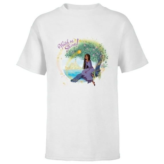 Disney Wish Asha and Star Rosas Castle Watch Us Shine - Short Sleeve T-Shirt for Kids - Customized-White