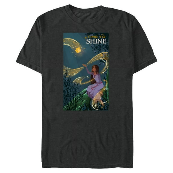 Disney Wish Asha and Star Time to Shine - Short Sleeve Blended T-Shirt for Adults - Customized-Dark Heather