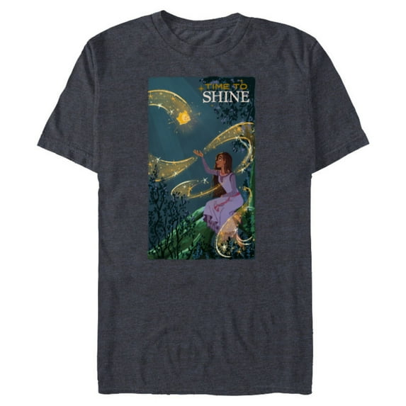 Disney Wish Asha and Star Time to Shine - Short Sleeve Blended T-Shirt for Adults - Customized-Navy Heather