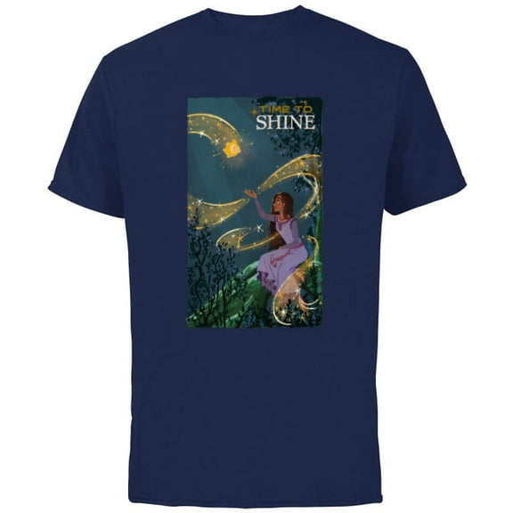 Disney Wish Asha and Star Time to Shine - Short Sleeve Cotton T-Shirt for Adults - Customized-Navy
