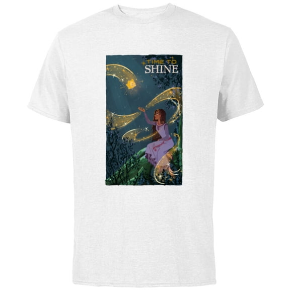 Disney Wish Asha and Star Time to Shine - Short Sleeve Cotton T-Shirt for Adults - Customized-White