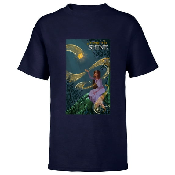 Disney Wish Asha and Star Time to Shine - Short Sleeve T-Shirt for Kids - Customized-Navy