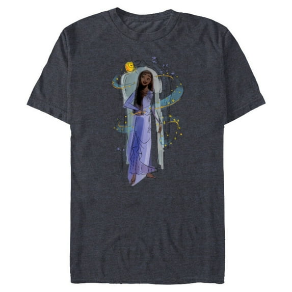 Disney Wish Asha and Star Watercolor Archway - Short Sleeve Blended T-Shirt for Adults - Customized-Navy Heather