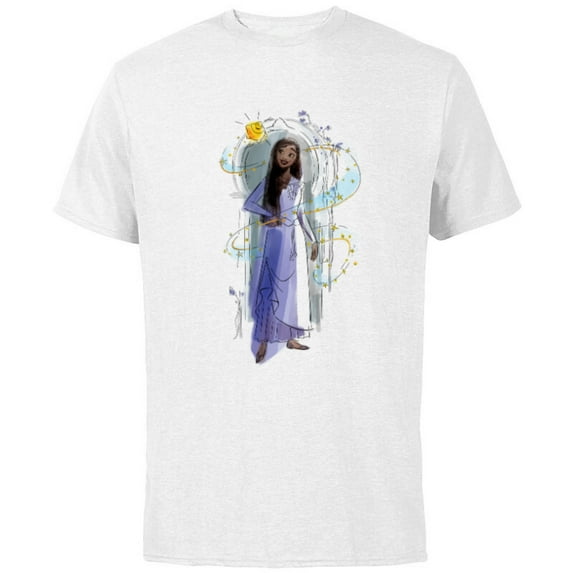 Disney Wish Asha and Star Watercolor Archway - Short Sleeve Cotton T-Shirt for Adults - Customized-White