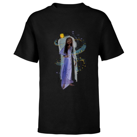 Disney Wish Asha and Star Watercolor Archway - Short Sleeve T-Shirt for Kids - Customized-Black