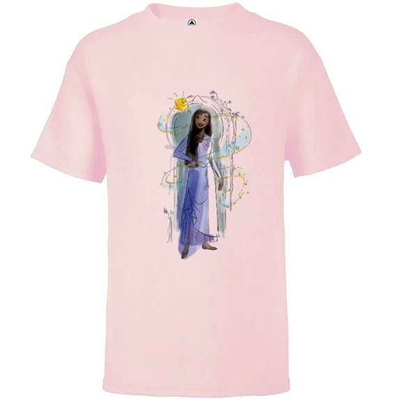 Disney Wish Asha and Star Watercolor Archway - Short Sleeve T-Shirt for Kids - Customized-Soft Pink