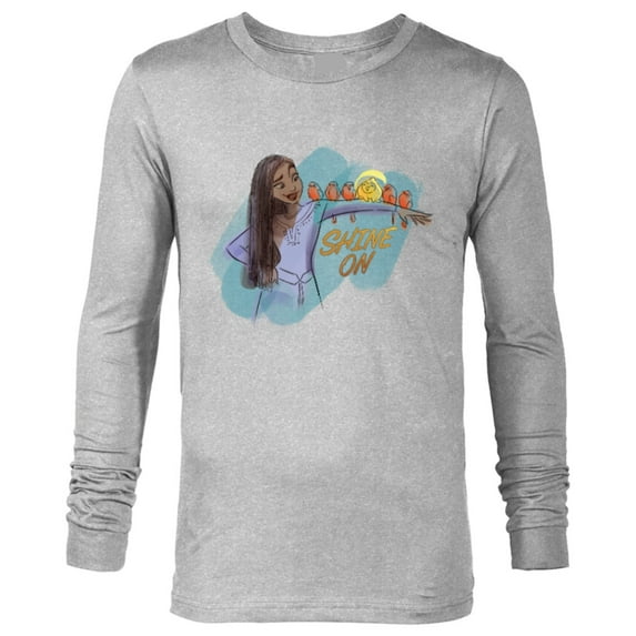 Disney Wish Asha and Star with Bird Friends Shine On - Long Sleeve T-Shirt for Men - Customized-Athletic Heather