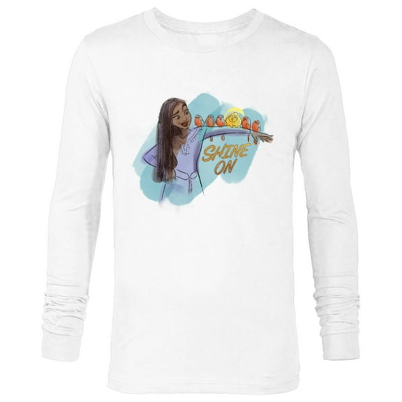 Disney Wish Asha and Star with Bird Friends Shine On - Long Sleeve T-Shirt for Men - Customized-White
