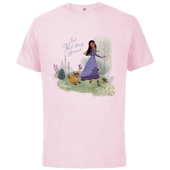 Disney Wish Asha and Valentino Just Kid-ding Around Funny - Short Sleeve Cotton T-Shirt for Adults - Customized-Soft Pink