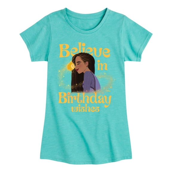 Disney - Wish - Believe Birthday Wishes - Toddler and Youth Girls Fitted Short Sleeve T-Shirt