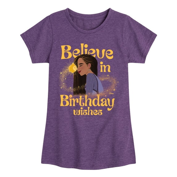 Disney - Wish - Believe Birthday Wishes - Toddler and Youth Girls Fitted Short Sleeve T-Shirt