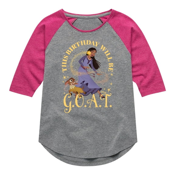 Disney Wish - Birthday - G.O.A.T Day - Toddler & Youth Girls Raglan Graphic T-Shirt