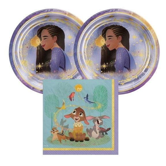 Disney Wish Birthday Party Supplies Bundle Pack for 16 Guests - Dessert Plates & Napkins Bundle