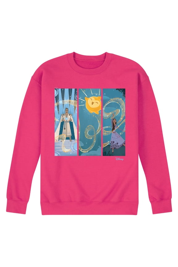 Wish - Character Panels King, Star, & Asha - Men's Crew Neck Fleece Pullover