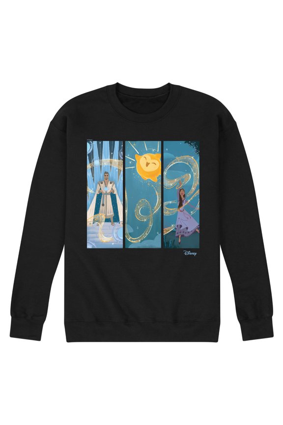 Wish - Character Panels King, Star, & Asha - Men's Crew Neck Fleece Pullover