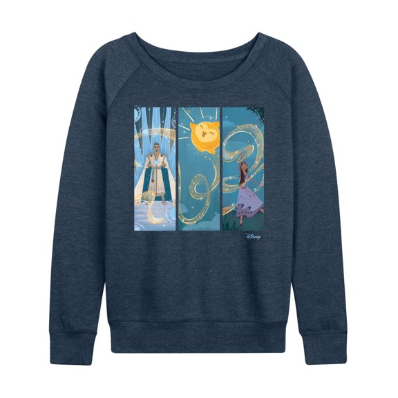 Disney Wish - Character Panels King, Star, & Asha - Women's Lightweight French Terry Long Sleeve Shirt