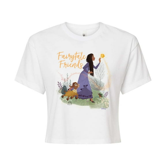 Disney Wish - Fairytale Friends - Juniors Cropped Cotton Blend T-Shirt