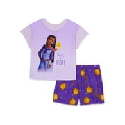 Disney Wish Girls Short Sleeve Top and Shorts Pajama Set, 2-Piece, Sizes 4-12