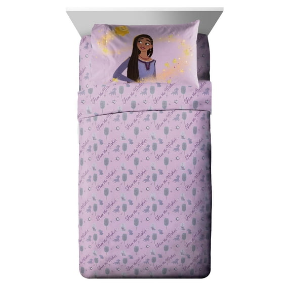 Disney Wish Kids 3-Piece Twin Sheet Set, Microfiber, Purple