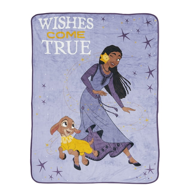 Disney Wish Kids Plush Throw Blanket, 46 x 60, Microfiber, Purple