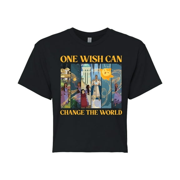 Disney Wish - One Wish Can Change The World - Juniors Cropped Cotton Blend T-Shirt